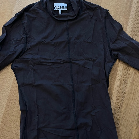 GANNI Dark Brown Turtleneck Top - Picture 2 of 4